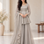 grey color foli work silk blend top bottom set