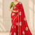 Red durga pooja silk blend saree with khatli work