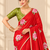 Red durga pooja silk blend saree with khatli work