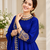 royal blue color thread,sequence and gota lace work silk blend anarkali set