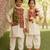 White solid cotton salwar suit & kurta jacket brother sister matching combo