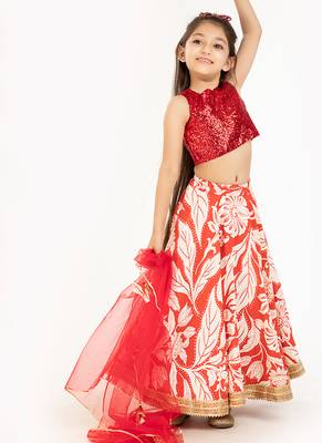 Green sequinned & embroidered linen lehenga choli & kurta pant brother sister matching combo 2