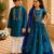 Teal blue & teal green embroidered cotton lehenga choli & kurta pant brother sister matching combo