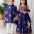 Purple printed cotton lehenga choli & kurta pant brother sister matching combo
