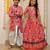 Red gota embroidered satin lehenga choli & dhoti kurta brother sister matching combo