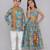 Blue embroidered cotton silk lehenga choli & kurta pyjama brother sister matching combo