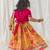 Yellow printed chanderi silk & cotton lehenga choli & kurta pant brother sister matching combo