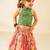 Green & pink printed brocade & raw silk lehenga choli & kurta jacket brother sister matching combo
