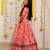 Red gota embroidered satin lehenga choli & dhoti kurta brother sister matching combo