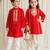 Red embroidered viscose kurta salwar set & kurta pant brother sister matching combo