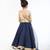 Gold & blue sequinned & embroidered linen skirt set & kurta pant brother sister matching combo