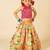 Pink & yellow printed brocade & cotton lehenga choli & kurta pyjama brother sister matching combo