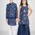 Blue embroidered cotton kurta set & kurta jacket brother sister matching combo