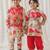 Cream printed cotton kurta salwar set & kurta jacket brother sister matching combo