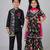 Black printed cotton silk sharara set & kurta pyjama brother sister matching combo
