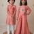 Red handwoven cotton sharara set & kurta pyjama brother sister matching combo