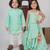 Mint green embroidered cotton lehenga choli & kurta jacket brother sister matching combo