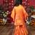 Orange embroidered satin co-ord set & kurta jacket brother sister matching combo
