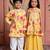 Yellow printed linen & chanderi kurta set & kurta pyjama brother sister matching combo