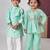 Mint green embroidered cotton co-ord set & kurta pyjama brother sister matching combo