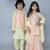 Red handwoven cotton sharara set & bandhgala brother sister matching combo