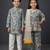 Purple printed cotton silk kurta set & kurta pant brother sister matching combo