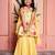 Yellow printed linen & chanderi kurta set & kurta pyjama brother sister matching combo