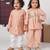 Onion pink embroidered cotton co-ord set & kurta pyjama brother sister matching combo