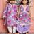 Purple embroidered & printed linen & silk co-ord set & kurta pyjama brother sister matching combo