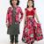 Green embroidered cotton & linen lehenga choli & kurta jacket brother sister matching combo