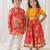 Red embroidered & printed chanderi silk lehenga choli & kurta pant brother sister matching combo