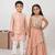 Onion pink embroidered cotton lehenga choli & kurta jacket brother sister matching combo