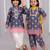 Blue printed cotton silk kurta set & kurta pant brother sister matching combo