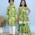 Green printed cotton sharara set & kurta pyjama brother sister matching combo