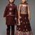 Maroon embroidered organza lehenga choli & kurta jacket brother sister matching combo