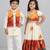 Multicolor printed cotton silk lehenga choli & kurta pyjama brother sister matching combo