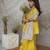 Yellow handwoven cotton sharara set & bandhgala brother sister matching combo