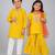 Yellow embroidered silk sharara set & kurta pyjama brother sister matching combo