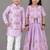 Lavender embroidered cotton silk lehenga choli & kurta jacket brother sister matching combo