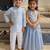 Powder blue embroidered tissue lehenga choli & kurta pyjama brother sister matching combo
