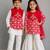 Red embroidered brocade kurta patiala set & kurta jacket brother sister matching combo