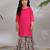 Pink & white woven cotton sharara set & kurta pant brother sister matching combo