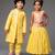 Yellow embroidered & solid chanderi lehenga choli & kurta pant brother sister matching combo