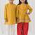 Yellow bandhani printed cotton kurta salwar set & kurta pyjama brother sister matching combo