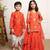 Orange embroidered chanderi silk sharara set & dhoti kurta brother sister matching combo