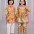 Yellow printed cotton silk kurta set & kurta pant brother sister matching combo