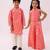 Peach printed chanderi co-ord set & kurta pant brother sister matching combo