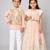 Pink zari embroidered organza lehenga choli & kurta jacket brother sister matching combo