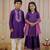 Purple bandhani & block printed cotton silk sharara set & kurta pyjama brother sister matching combo