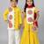 Yellow embroidered & printed cotton silk sharara set & kurta pyjama brother sister matching combo